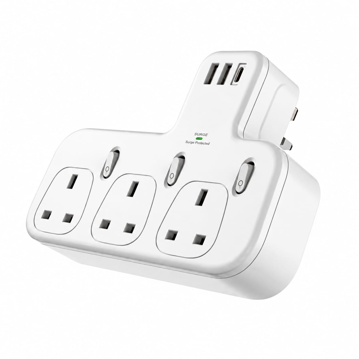 توصيلة قسام كهرباء ثلاثي مع منفذين USB ومنفذ PD من دينكس